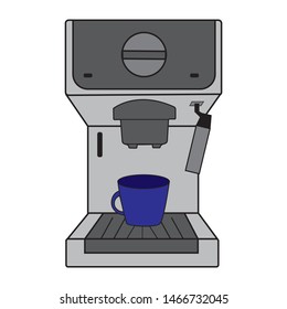 Coffee maker icon. Flat vector illustration. Isolated on white background. Vector graphics. There is a place for text. Copy space.