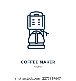icono de cafetera de la colección de cocina. Cafetera lineal delgada, cocina, ícono de contorno alimentario aislado en fondo blanco. Señal de cafetera con vector de línea, símbolo para web y móvil