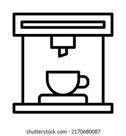 Coffee Maker Icon. Line Art Style Design Isolated On White Background