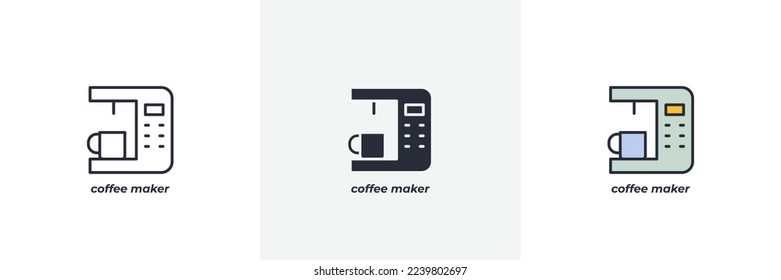 coffee maker icon. Line, solid and filled outline colorful version, outline and filled vector sign. Idea Symbol, logo illustration. Vector graphics