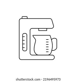 Icono de cafetera en icono de estilo de línea, aislado en fondo blanco