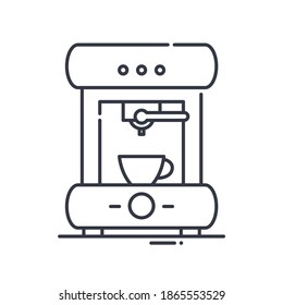 Coffee maker icon, linear isolated illustration, thin line vector, web design sign, outline concept symbol with editable stroke on white background.