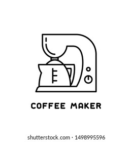 coffee maker icon in linear style on white background