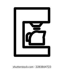 icono de cafetera o logotipo símbolo de signo aislado ilustración vectorial - iconos vectoriales de estilo negro de alta calidad

