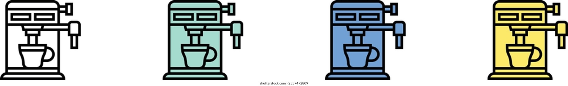 coffee maker icon. Outline, Green, Blue and Yellow Style Design Isolated On White Background