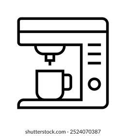 Icono de la cafetera. Diseño de estilo de contorno aislado sobre fondo blanco