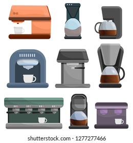 Coffee maker icon set. Cartoon set of coffee maker vector icons for web design