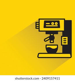 coffee maker icon with shadow on yellow background