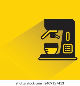 coffee maker icon with shadow on yellow background