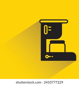 coffee maker icon with shadow on yellow background