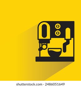 coffee maker icon with shadow on yellow background