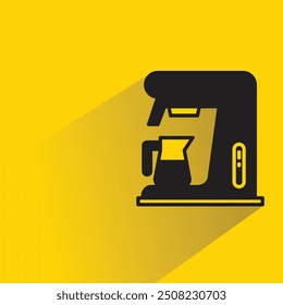 coffee maker icon with shadow on yellow background