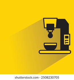 coffee maker icon with shadow on yellow background