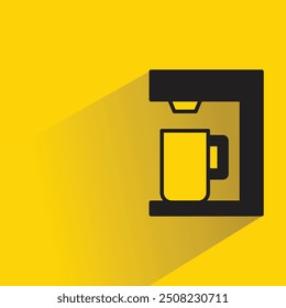 coffee maker icon with shadow on yellow background