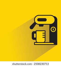 coffee maker icon with shadow on yellow background