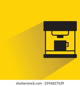 coffee maker icon with shadow yellow background
