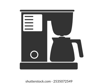 Símbolo del icono de la cafetera. Señal del logotipo de la máquina de café. Imagen de Ilustración vectorial. Aislado sobre fondo blanco.