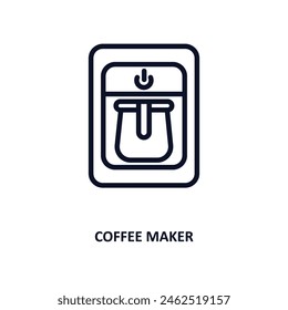 coffee maker icon. Thin line coffee maker icon from kitchen collection. Outline vector isolated on white background. Editable coffee maker symbol can be used web and mobile