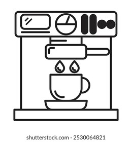 Vector del icono de la cafetera en el fondo blanco