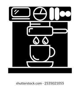 Vector del icono de la cafetera en el fondo blanco