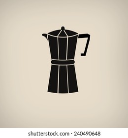 Coffee maker icon in vintage style poster, vector illustration