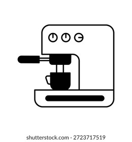 Kaffeemaschine, Symbol mit weißem Hintergrund, Vektorgrafik