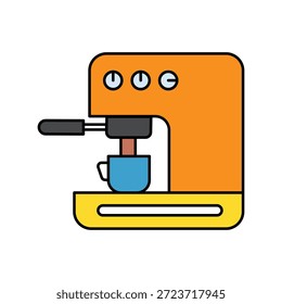 Kaffeemaschine, Symbol mit weißem Hintergrund, Vektorgrafik
