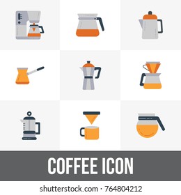 Coffee maker icons cafe drink and hot vector design / logo illustration