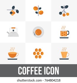 Coffee maker icons cafe drink and hot vector design / logo illustration