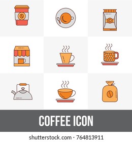 Coffee maker icons cafe drink and hot premium logo illustration