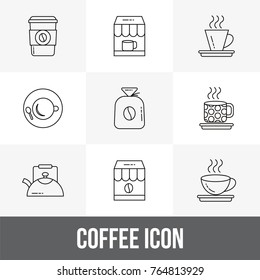 Coffee maker icons cafe drink and hot premium logo illustration