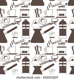 coffee maker icons on background seamless Vector style