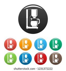 Coffee maker icons set 9 color vector isolated on white for any design