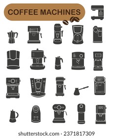 Coffee maker icons set. Outline set of coffee maker vector icons for web design isolated on white background EPS 10.