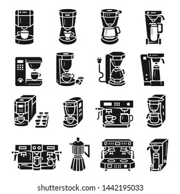 Coffee maker icons set. Simple set of coffee maker vector icons for web design on white background