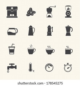 Coffee maker icons set. Vector flat design for infographic.