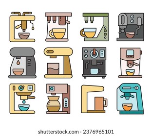 coffee maker icons set vector illustration