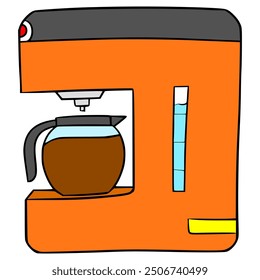 coffee maker illustration hand drawn isolated vector