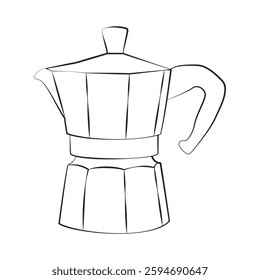 Coffee maker, isolated. Linear style.