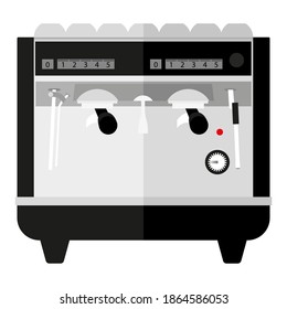 Coffee maker isolated on white background. Household appliances. Flat style. Office coffee machine. Homemade coffee maker. Design element for label and poster. Vector illustration