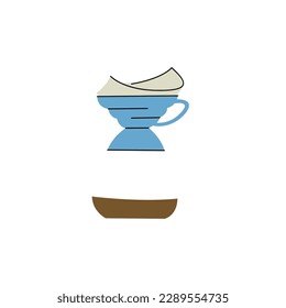 Coffee maker isolated on white background. Illustration for coffee drip, pour over coffee.