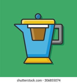 coffee maker kettle color line icon