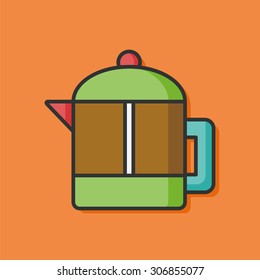 coffee maker kettle color line icon
