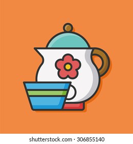coffee maker kettle color line icon