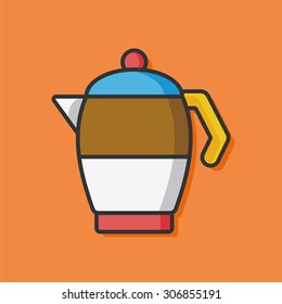 coffee maker kettle color line icon