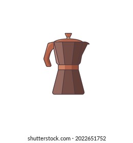 Coffee maker kettle isolated vector illustration. Cafe brewing machine design element. 