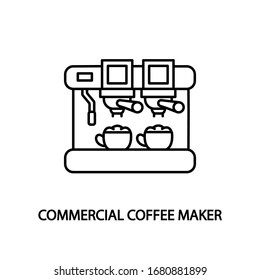 Coffee maker line flat icon. Coffee machine for restaurants. Editable strokes.