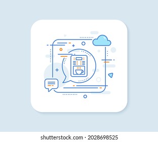 Coffee maker line icon. Abstract square vector button. Vending machine sign. Make tea symbol. Coffee maker line icon. Speech bubble concept. Vector