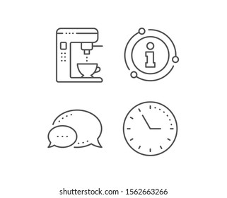 Coffee maker line icon. Chat bubble, info sign elements. Vending machine sign. Make tea symbol. Linear coffee maker outline icon. Information bubble. Vector