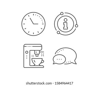 Coffee maker line icon. Chat bubble, info sign elements. Tea machine sign. Hotel service symbol. Linear coffee maker outline icon. Information bubble. Vector